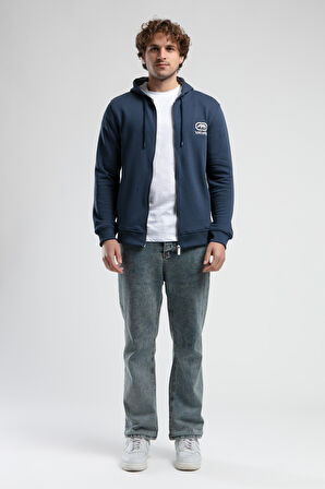 MAIDEN Lacivert Kapüşonlu Nakışlı Standard Fit Erkek Sweatshirt