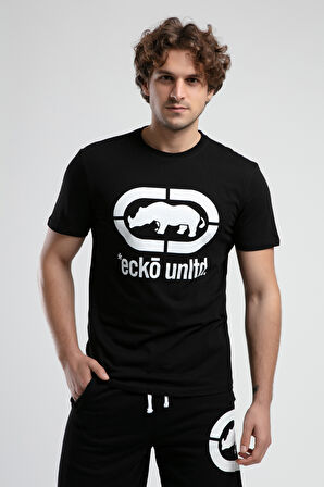 MARC Siyah_B Bisiklet Yaka Baskılı Standard Fit Erkek Tshirt