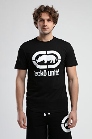 MARC Siyah_B Bisiklet Yaka Baskılı Standard Fit Erkek Tshirt