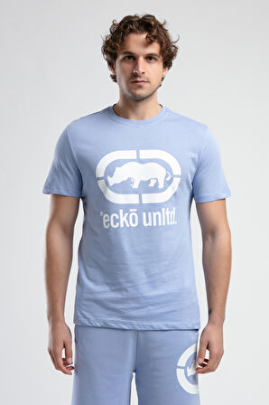 MARC Mavi Bisiklet Yaka Baskılı Standard Fit Erkek Tshirt