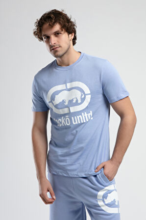 MARC Mavi Bisiklet Yaka Baskılı Standard Fit Erkek Tshirt