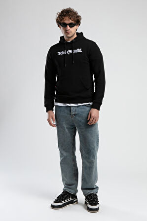 YORKER Siyah Sweatshirt Nakışlı Loose Fit Erkek Sweatshirt