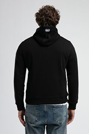 YORKER Siyah Sweatshirt Nakışlı Loose Fit Erkek Sweatshirt