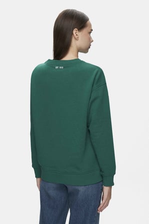 ALAMEDA Yeşil Bisiklet Yaka Baskılı Oversize  Kadın Sweatshirt
