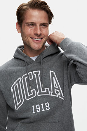 JEPSEN Koyu Gri Kapüşonlu Nakışlı Standard Fit Erkek Sweatshirt