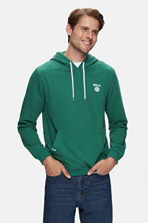 NEVADA Yeşil Kapüşonlu Baskılı Standard Fit Erkek Sweatshirt