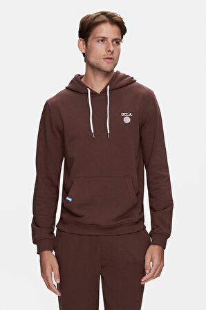 NEVADA Kahve Kapüşonlu Baskılı Standard Fit Erkek Sweatshirt