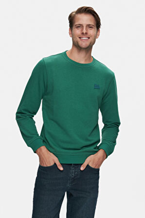 SUERTE Yeşil Bisiklet Yaka Kauçuk Standard Fit Erkek Sweatshirt