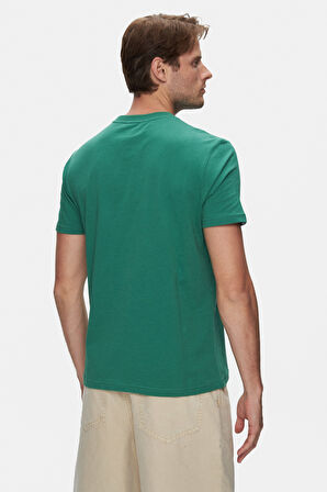 BASS Yeşil Bisiklet Yaka Baskılı Standard Fit Erkek Tshirt