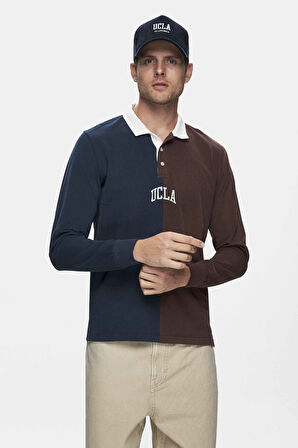 CLARK Kahve Baskılı Polo Yaka Standard Fit Erkek Sweatshirt