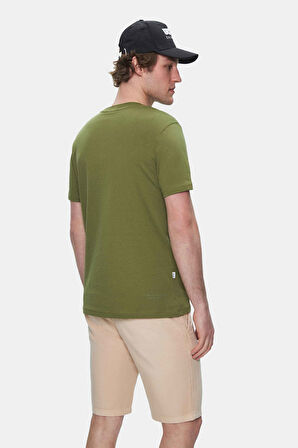 CULVER Haki Bisiklet Yaka Baskılı Standard Fit Erkek Tshirt