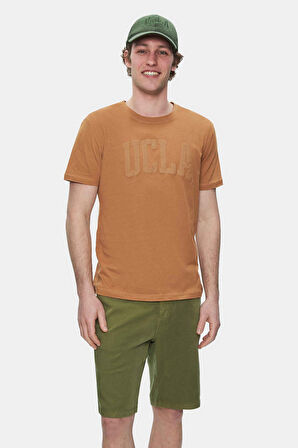 CULVER Kahve Bisiklet Yaka Baskılı Standard Fit Erkek Tshirt