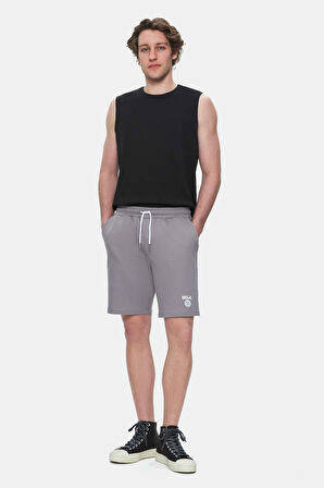 FOWLER Koyu Gri Baskılı Baskılı Standard Fit Erkek Örme Şort