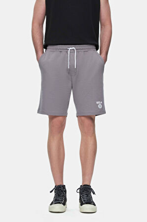 FOWLER Koyu Gri Baskılı Baskılı Standard Fit Erkek Örme Şort