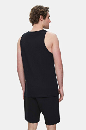 PEBBLE Siyah Sıfır Kol Baskılı Oversize  Erkek Tshirt