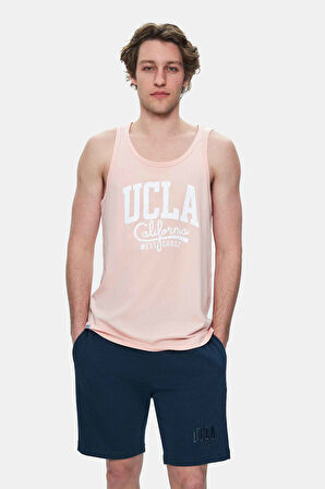 PEBBLE Toz Pembe Sıfır Kol Baskılı Oversize  Erkek Tshirt