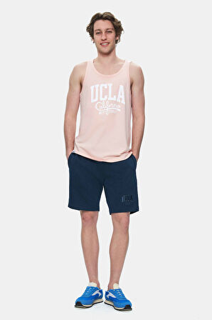 PEBBLE Toz Pembe Sıfır Kol Baskılı Oversize  Erkek Tshirt
