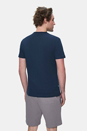HARPER Lacivert Bisiklet Yaka Nakışlı Standard Fit Erkek Tshirt