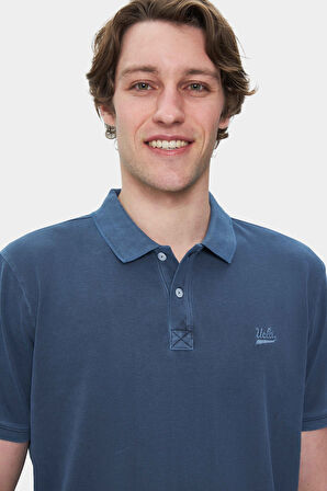 GERARD Lacivert Polo Yaka Nakışlı Standard Fit Erkek Tshirt