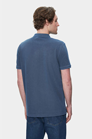 GERARD Lacivert Polo Yaka Nakışlı Standard Fit Erkek Tshirt