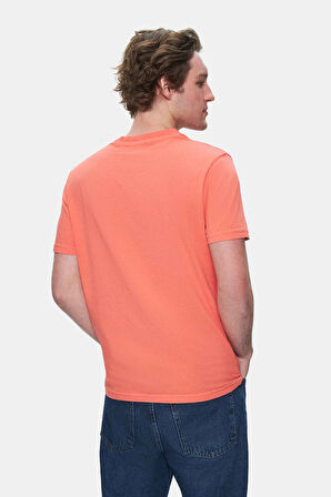 TATUM Sıcak Pembe Bisiklet Yaka Baskılı Standard Fit Erkek Tshirt