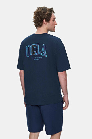 SINCLAIR Lacivert Nakışlı Bisiklet Yaka Baskılı Standard Fit Erkek Tshirt