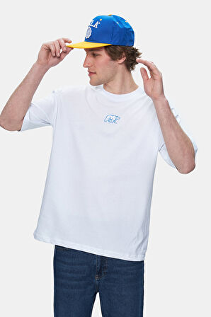 SINCLAIR Beyaz Nakışlı Bisiklet Yaka Baskılı Standard Fit Erkek Tshirt
