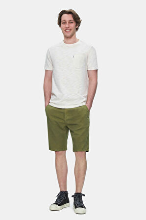 CALEB Kemik Rengi Bisiklet Yaka Cepli Standard Fit Erkek Tshirt