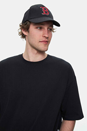 ROSCOE Siyah Bisiklet Yaka Baskılı Oversize Erkek Tshirt