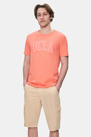 CULVER Pembe Bisiklet Yaka Baskılı Standard Fit Erkek Tshirt