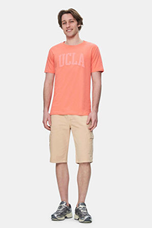 CULVER Pembe Bisiklet Yaka Baskılı Standard Fit Erkek Tshirt