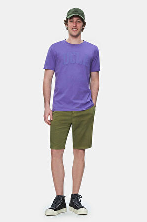 CULVER Mor Bisiklet Yaka Baskılı Standard Fit Erkek Tshirt