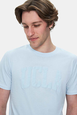 CULVER Gök Mavi Bisiklet Yaka Baskılı Standard Fit Erkek Tshirt