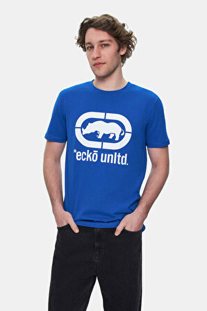MARC Mavi Bisiklet Yaka Baskılı Standard Fit Erkek Tshirt