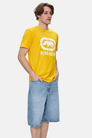 MARC Sarı Bisiklet Yaka Baskılı Standard Fit Erkek Tshirt