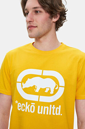 MARC Sarı Bisiklet Yaka Baskılı Standard Fit Erkek Tshirt