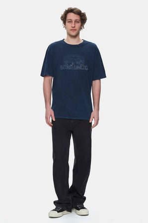 ROCHESTER Lacivert Bisiklet Yaka Baskılı Standard Fit Erkek Tshirt