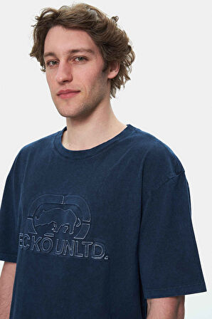ROCHESTER Lacivert Bisiklet Yaka Baskılı Standard Fit Erkek Tshirt