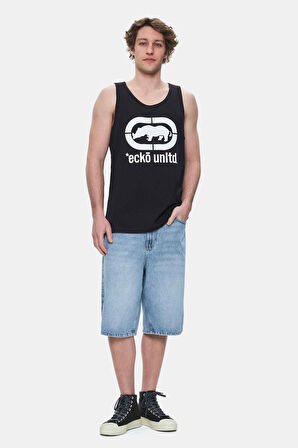 WILBER Siyah Sıfır Kol Baskılı Loose Fit Erkek Tshirt