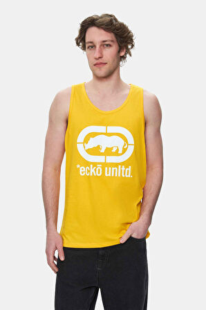 WILBER Sarı Sıfır Kol Baskılı Loose Fit Erkek Tshirt