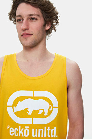 WILBER Sarı Sıfır Kol Baskılı Loose Fit Erkek Tshirt