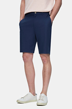 PALISADES Lacivert Keten Düz Standard Fit Erkek Şort
