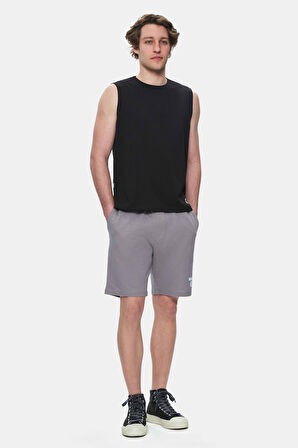 BODHI Siyah Bisiklet Yaka Sıfır Kol Baskılı Oversize Erkek Tshirt