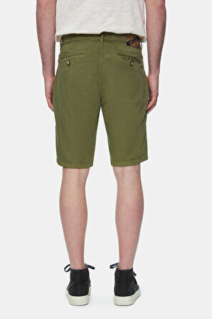 VALOR Koyu Yeşil Gabardin Nakışlı Standard Fit Erkek Şort