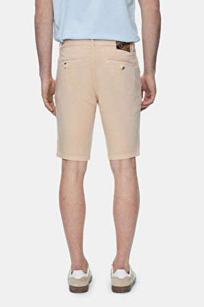 VALOR Camel Gabardin Nakışlı Standard Fit Erkek Şort