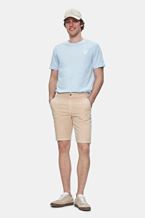 VALOR Camel Gabardin Nakışlı Standard Fit Erkek Şort