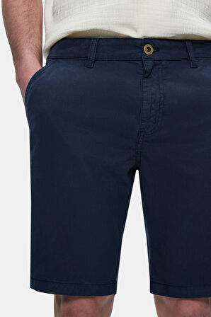 VALOR Lacivert Gabardin Nakışlı Standard Fit Erkek Şort