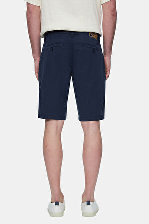VALOR Lacivert Gabardin Nakışlı Standard Fit Erkek Şort