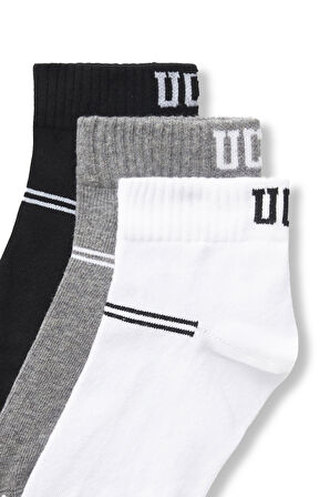 BRENNUS 3'LÜ Siyah Gri Beyaz Uzun jakarlı Standard Fit Unisex Çorap