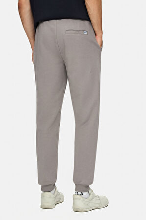 LUSKIN Koyu Gri Daralan Kesim Paçası Lastikli Baskılı Standard Fit Erkek Eşofman Alt